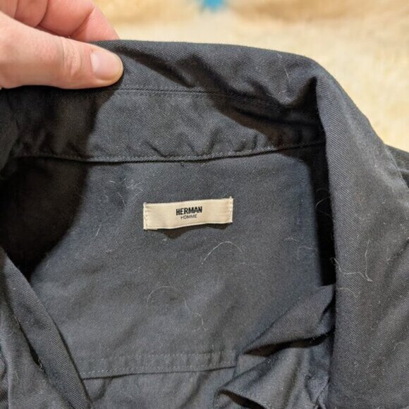 Herman Avant Garde Black and Green Shirt Jacket with Fur Patches Men Size Medium - Picture 10 of 11